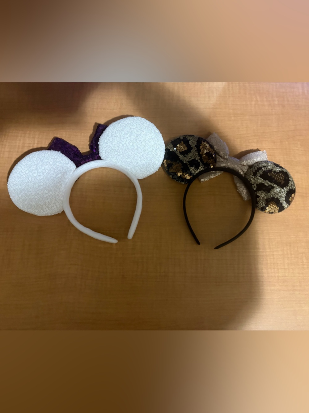 Disney Sequin Minnie Ear Headbands - Gold Cheetah Print & Buzz Lightyear Bow - Picture 4 of 4